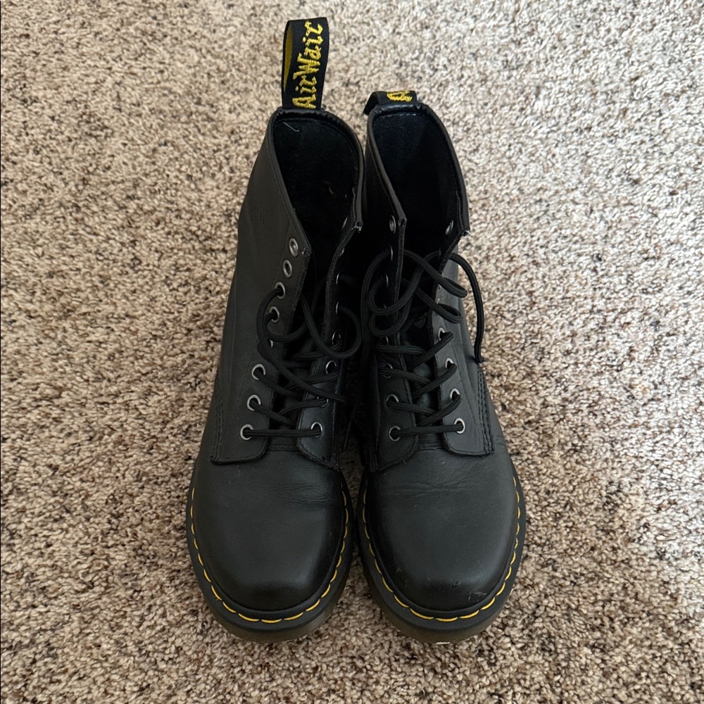 Dr. Martens Black Boots with Yellow Stitching